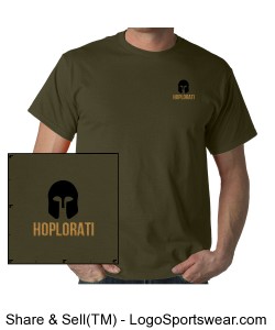 Unisex Cotton Short Sleeved T-Shirt with Hoplite Helmet and Hoplorati Wording Design Zoom